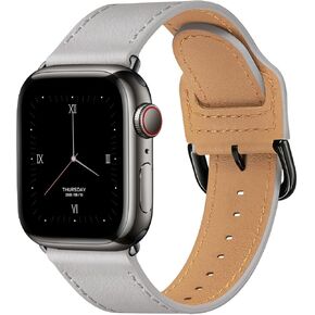 أحزمة POWER PRIMACY متوافقة مع سوار ساعة Apple 38 مم 40 مم 41 مم 42 مم 44 مم 45 مم 49 مم، حزام جلد طبيعي متوافق مع النساء والرجال iWatch SE Ultra Series 9 8 7 6 5 4 3 2 1 (أسود/ذهبي وردي) in Kuwait