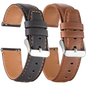 Galaxy Watch 4 Bands 2 Pack,Compatible with Samsung Galaxy Watch 4 Classic 46mm 42mm Bands, for Galaxy Watch 4 40mm 44mm Band,Width 20mm Quick Release Leather Band
