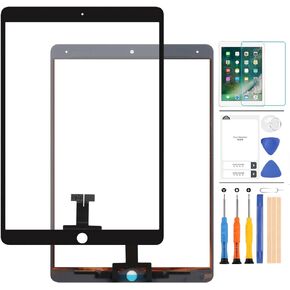 شاشة تعمل باللمس لجهاز iPad Air 3 2019 الجيل الثالث 10.5 بوصة A2152 A2153 A2154 A2123 استبدال اللوحة الزجاجية الأمامية (شاشة LCD غير متضمنة) بدون زر الصفحة الرئيسية مع مجموعة أدوات مجانية + زجاج مقسى (أبيض)