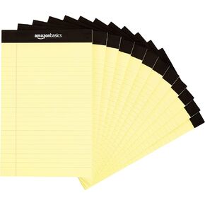 Amazon Basics Wide Ruled Lined Writing Note Pads, 8.5 inch x 11.75 inch, White, 12 Count (12 Pack of 50)