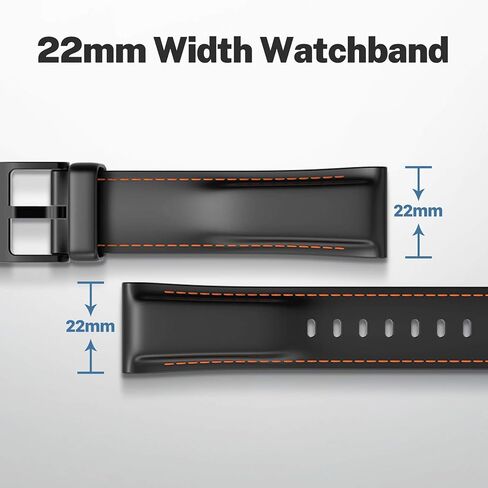 Ticwatch Pro 3 Ultra GPS/Pro 3 GPS/Pro 4G/ S2/E2 Original Watch Band Pro 22mm width silicone watch band, Pro 3 GPS/Ultra GPS replacement band (Black) in Kuwait