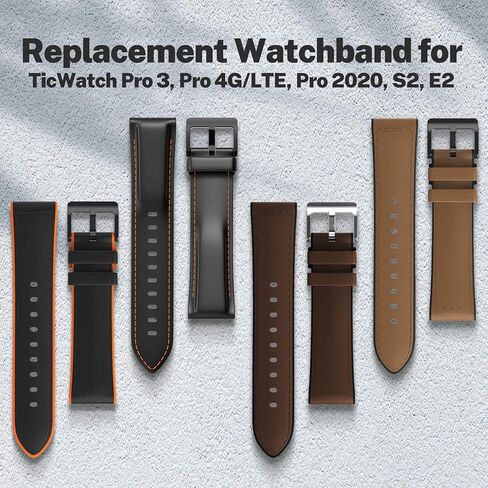 Ticwatch Pro 3 Ultra GPS/Pro 3 GPS/Pro 4G/ S2/E2 Original Watch Band Pro 22mm width silicone watch band, Pro 3 GPS/Ultra GPS replacement band (Black) in Kuwait
