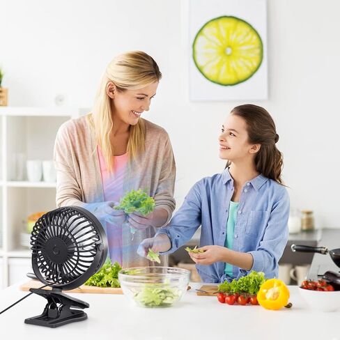 مروحة KEYNICE بمشبك، مروحة مكتب صغيرة 4 بوصة، مروحة عربة أطفال 3 سرعات تدفق هواء قوي، مروحة USB مع مشبك قوي لمقعد السيارة، دوران يدوي 360 درجة، مروحة USB هادئة للمنزل والمكتب باللون الأسود in Kuwait