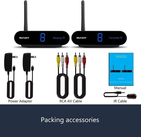 جهاز ارسال واستقبال الفيديو والصوت مع موسع عن بعد بالاشعة تحت الحمراء 5.8GHz 8 قنوات لكيبل البث والاقمار الصناعية ودي في دي الى التلفزيون لاسلكيا لكيبل ار سي ايه - غير متوافق مع HDMI (RCA5) in Kuwait