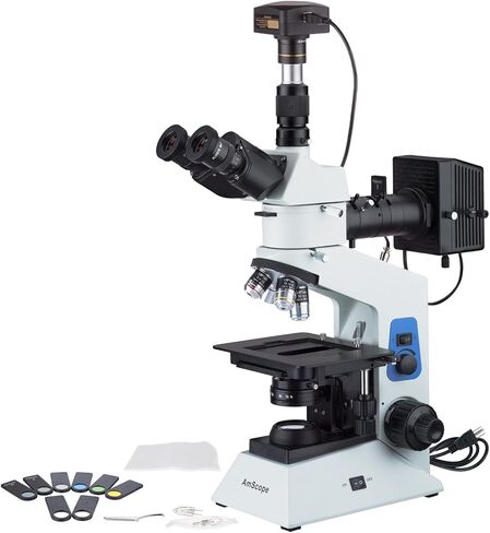 AmScope - 40X-800X Polarizing Metallurgical Microscope with Top and Bottom Lights + 18MP USB 3.0 Camera - ME580TA-PZ-2L-18M3 in Saudi Arabia