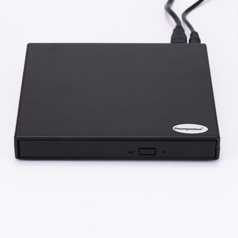محرك أقراص DVD خارجي، محرك أقراص مضغوطة خارجي Chuanganzhuo USB 2.0 نحيف محمول ومشغل DVD-ROM للكمبيوتر المحمول والكمبيوتر المكتبي لأجهزة Mac Windows 2000/XP/Vista/7/8/10 وحقيبة حقيبة مقاومة للغبار، أسود in Kuwait