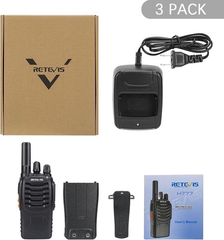 Retevis H-777 Portable FRS Two-Way Radios with Flashlight, Short Antenna | Type C Rechargeable Walkie Talkies, Emergency Alarm, 16 Channel, Long Range 2 Way Radio for Adults Family Outdoor (3 Pack) in Kuwait
