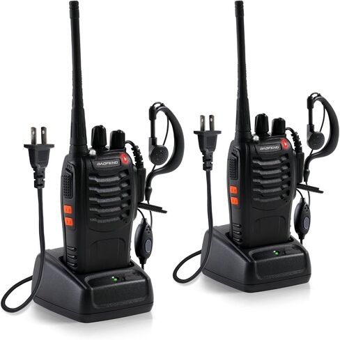 Baofeng Walkie Talkies 888S قابلة لإعادة الشحن طويلة المدى مع سماعات أذن للبالغين، 16 قناة راديو احترافية محمولة باليد في اتجاهين، بطارية ليثيوم أيون وشاحن متضمن in Saudi Arabia
