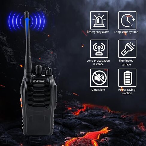 Baofeng Walkie Talkies 888S قابلة لإعادة الشحن طويلة المدى مع سماعات أذن للبالغين، 16 قناة راديو احترافية محمولة باليد في اتجاهين، بطارية ليثيوم أيون وشاحن متضمن in Saudi Arabia
