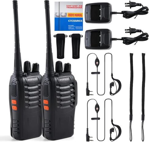 Baofeng Walkie Talkies 888S قابلة لإعادة الشحن طويلة المدى مع سماعات أذن للبالغين، 16 قناة راديو احترافية محمولة باليد في اتجاهين، بطارية ليثيوم أيون وشاحن متضمن in Saudi Arabia