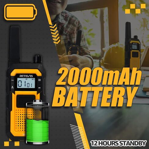 Retevis RB48 Heavy Duty Two Way Radio,Waterproof Walkie Talkies,Shock-Resistant,2000mAh,Vibration Call,Emergency Alarm,NOAA,Hands-Free,Durable 2 Way Radio for Job Site (6 Pack) in Saudi Arabia