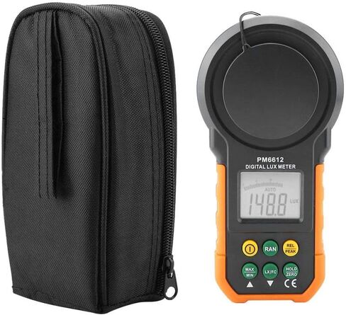 مقياس الضوء الرقمي PEAKMETER، مقياس لوكس PM6612/PM6612L 200,000Lux مقياس ضوئي عالي الدقة مع نطاق يدوي تلقائي، الحد الأقصى/الدقيقة، عقد البيانات (PM6612) in Kuwait