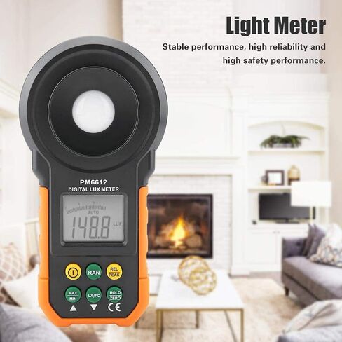 مقياس الضوء الرقمي PEAKMETER، مقياس لوكس PM6612/PM6612L 200,000Lux مقياس ضوئي عالي الدقة مع نطاق يدوي تلقائي، الحد الأقصى/الدقيقة، عقد البيانات (PM6612) in Kuwait