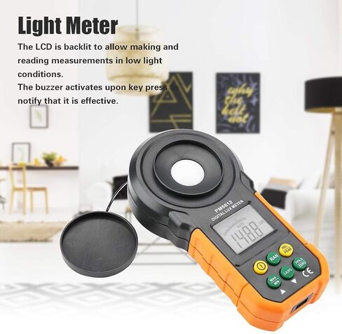 مقياس الضوء الرقمي PEAKMETER، مقياس لوكس PM6612/PM6612L 200,000Lux مقياس ضوئي عالي الدقة مع نطاق يدوي تلقائي، الحد الأقصى/الدقيقة، عقد البيانات (PM6612) in Kuwait