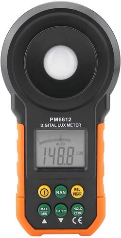 مقياس الضوء الرقمي PEAKMETER، مقياس لوكس PM6612/PM6612L 200,000Lux مقياس ضوئي عالي الدقة مع نطاق يدوي تلقائي، الحد الأقصى/الدقيقة، عقد البيانات (PM6612) in Kuwait