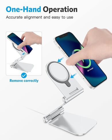 OMOTON MS02 Phone Stand for Magsafe Charger, Phone Holder for iPhone Silver in Kuwait