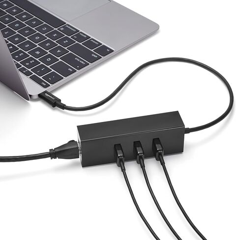 Amazon Basics USB 3.1 Type-C إلى 3 منافذ USB Hub مع محول إيثرنت - أسود، 5 عبوات in Saudi Arabia