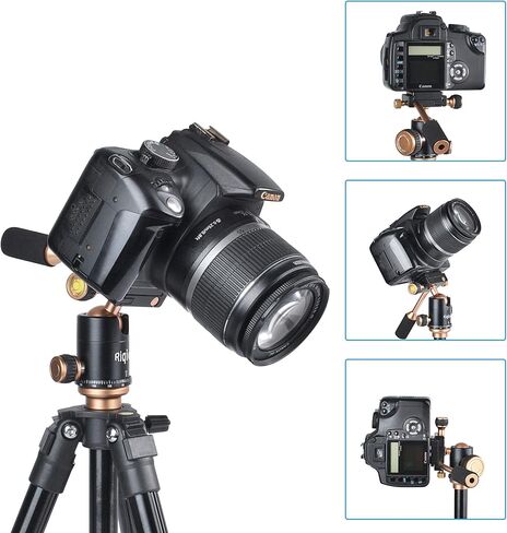 حامل ثلاثي للكاميرا من Riqiorod، حامل ثلاثي محمول، حامل ثلاثي للسفر 50 بوصة قابل للتمديد 360 درجة إمالة رأس كروية بانورامية لكاميرا DSLR Canon، Nikon، Sony..الهاتف الذكي iPhone Samsung، Vlog، YouTube in Kuwait