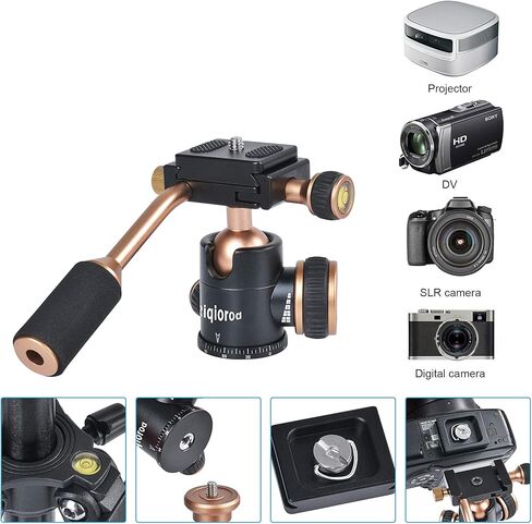 حامل ثلاثي للكاميرا من Riqiorod، حامل ثلاثي محمول، حامل ثلاثي للسفر 50 بوصة قابل للتمديد 360 درجة إمالة رأس كروية بانورامية لكاميرا DSLR Canon، Nikon، Sony..الهاتف الذكي iPhone Samsung، Vlog، YouTube in Kuwait