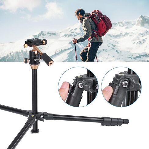 حامل ثلاثي للكاميرا من Riqiorod، حامل ثلاثي محمول، حامل ثلاثي للسفر 50 بوصة قابل للتمديد 360 درجة إمالة رأس كروية بانورامية لكاميرا DSLR Canon، Nikon، Sony..الهاتف الذكي iPhone Samsung، Vlog، YouTube in Kuwait