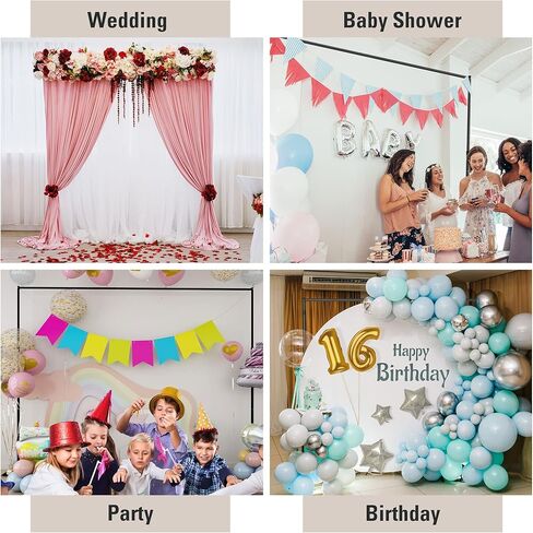 Lonseng خلفية حامل للخدمة الشاقة، طقم حامل خلفية للأنابيب والستارة، حامل خلفية زفاف بطول 10 أقدام × 10 أقدام، حامل خلفية قابل للتعديل، حامل خلفية خلفية لحفلات الزفاف كشك الصور in Kuwait