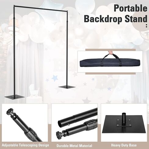 Lonseng خلفية حامل للخدمة الشاقة، طقم حامل خلفية للأنابيب والستارة، حامل خلفية زفاف بطول 10 أقدام × 10 أقدام، حامل خلفية قابل للتعديل، حامل خلفية خلفية لحفلات الزفاف كشك الصور in Kuwait