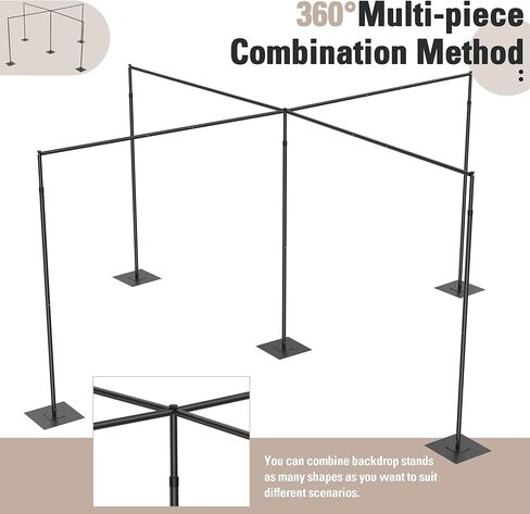 Lonseng خلفية حامل للخدمة الشاقة، طقم حامل خلفية للأنابيب والستارة، حامل خلفية زفاف بطول 10 أقدام × 10 أقدام، حامل خلفية قابل للتعديل، حامل خلفية خلفية لحفلات الزفاف كشك الصور in Kuwait