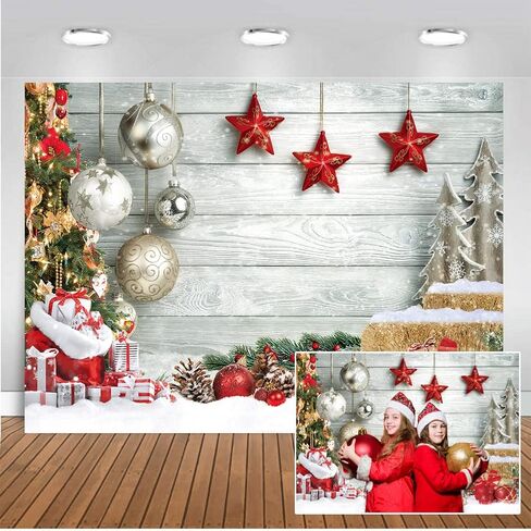 CHAIYA 7X5FT عيد الميلاد خلفية بيضاء الخشب الطابق التصوير خلفية الشتاء الثلوج كرات عيد الميلاد شجرة عيد الميلاد هدية الأسرة حزب صورة خلفية السنة الجديدة حزب الديكور الخلفيات CY194 in Kuwait