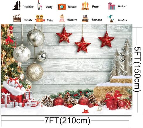 CHAIYA 7X5FT عيد الميلاد خلفية بيضاء الخشب الطابق التصوير خلفية الشتاء الثلوج كرات عيد الميلاد شجرة عيد الميلاد هدية الأسرة حزب صورة خلفية السنة الجديدة حزب الديكور الخلفيات CY194 in Kuwait