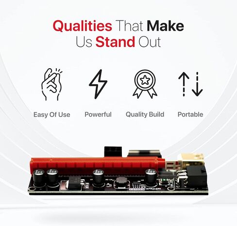 بطاقة رسومات التعدين المقاومة للرصاص PCIe Riser VER 009S 16x إلى 1x بطاقة محول Riser مع كابل تمديد USB 3.0 وكابل طاقة PCI-E إلى SATA ذو 6 سنون | بيتكوين | التعدين الاثريوم in Saudi Arabia