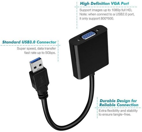 محول axGear USB 3.0 إلى VGA محول فيديو خارجي، بطاقة رسومات متعددة الشاشات in Saudi Arabia
