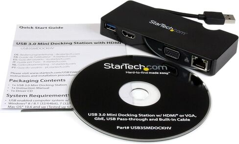 StarTech.com USB 3.0 إلى DVI محول مع منفذ USB واحد - 1920x1200 - بطاقة فيديو ورسومات خارجية - محول شاشة مزدوجة - يدعم ويندوز (USB32DVIEH) in Kuwait