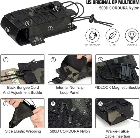 Tactical Radio Pouch MOLLE Radio Holster Compatible with 148/152 MPU5 Baofeng Radio Case Bag Walkie Talkies Rifle Mag with Elastic Cord 500D Nylon in Kuwait