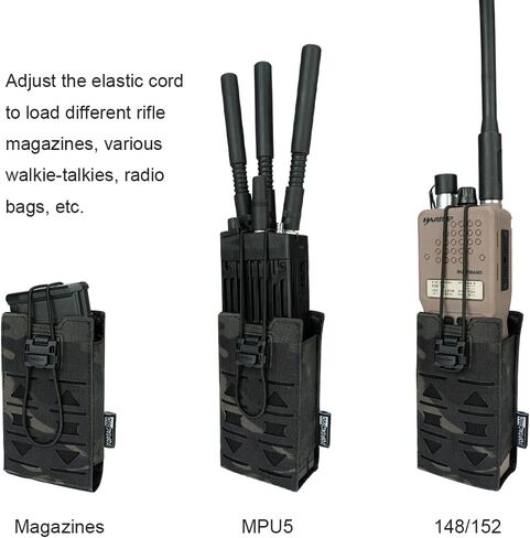 Tactical Radio Pouch MOLLE Radio Holster Compatible with 148/152 MPU5 Baofeng Radio Case Bag Walkie Talkies Rifle Mag with Elastic Cord 500D Nylon in Kuwait
