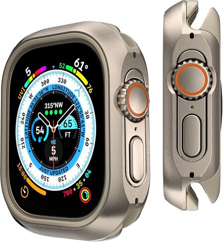 MAGEASY Aircraft-Grade Aluminum Rugged Case for Apple Watch Ultra 3, Ultra 2, Apple Watch Ultra 49mm | 2 in 1 Metal Hard Shell with Shockproof Inner Bumper for Max Protection, Odyssey - Midnight Black in Kuwait