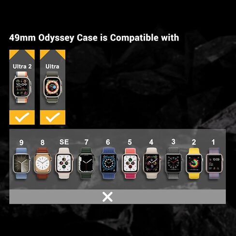 MAGEASY Aircraft-Grade Aluminum Rugged Case for Apple Watch Ultra 3, Ultra 2, Apple Watch Ultra 49mm | 2 in 1 Metal Hard Shell with Shockproof Inner Bumper for Max Protection, Odyssey - Midnight Black in Kuwait