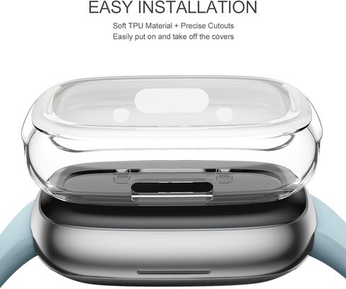 Witzon 4 Pack Protective Cases Compatible with Fitbit Versa 4 Screen Protector, Ultra Thin Soft TPU Bumper HD All-Around Smart Watch Accessories Sense 2 Screen Protective Cover Versa 4 Case Women Men in Kuwait