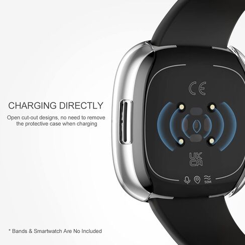 Witzon 4 Pack Protective Cases Compatible with Fitbit Versa 4 Screen Protector, Ultra Thin Soft TPU Bumper HD All-Around Smart Watch Accessories Sense 2 Screen Protective Cover Versa 4 Case Women Men in Kuwait