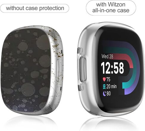 Witzon 4 Pack Protective Cases Compatible with Fitbit Versa 4 Screen Protector, Ultra Thin Soft TPU Bumper HD All-Around Smart Watch Accessories Sense 2 Screen Protective Cover Versa 4 Case Women Men in Kuwait