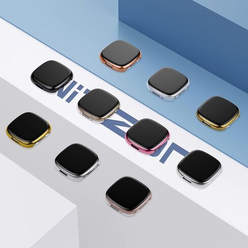 Witzon 4 Pack Protective Cases Compatible with Fitbit Versa 4 Screen Protector, Ultra Thin Soft TPU Bumper HD All-Around Smart Watch Accessories Sense 2 Screen Protective Cover Versa 4 Case Women Men in Kuwait