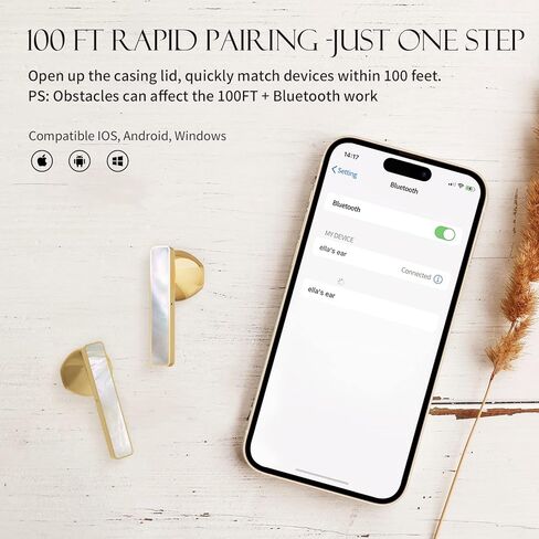 ELLA'S EARS Jewelry Style Wireless Ear Buds for Girls Waterproof and Sweatproof Bluetooth Earbuds Effortless Setup Hi-Res Sound Earphones Touch Control Noise-Canceling Headphones in Kuwait