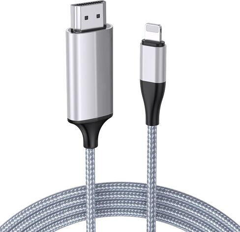 كابل lulaven HDMI لجهاز iPhone إلى التلفزيون، موصل محول الإضاءة إلى HDMI متوافق مع iPhone14، 13، 12، 11 ومخرج تلفزيون YouTube مع شاشة HD 1080P، فقط قم بالتوصيل والتشغيل (6.6FT، أسود) in Kuwait