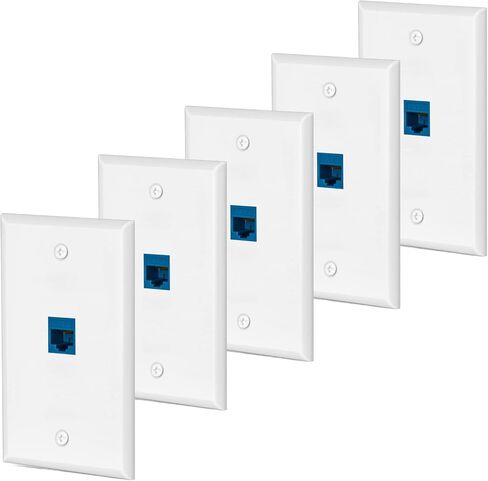 منفذ لوحة الحائط Cat6 إيثرنت 1 منفذ RJ45 شبكة أنثى إلى أنثى لوحة جاك مقرنة جدار كيستون (1 Cat6 5 حزم، أزرق) in Kuwait