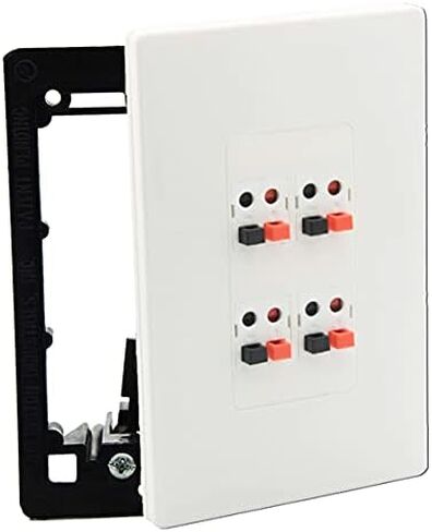 DIYTECH Premium 4 Speaker Wall Plate, Supports 4 Speaker Configurations, Screwless Design in Kuwait