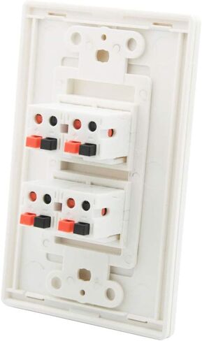 DIYTECH Premium 4 Speaker Wall Plate, Supports 4 Speaker Configurations, Screwless Design in Kuwait