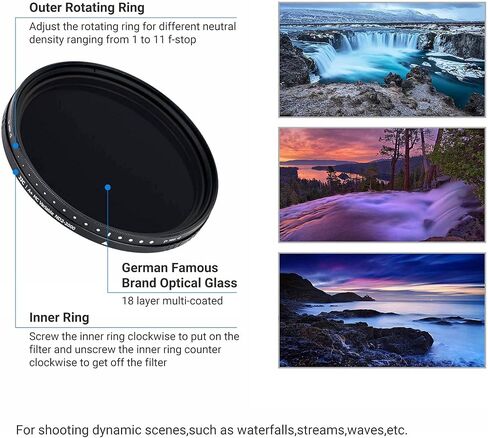 JJC 43mm ND Filter ND2-2000 VND Variable Neutral Density Adjustable Fader in Saudi Arabia