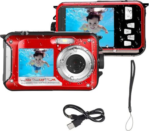 Acuvar Waterproof Digital Camera 48MP – Underwater Camera for Snorkeling, Floating Point & Shoot Camera with Dual Screen, Autofocus, 11FT Depth, Compact Camera for Beach, Pool & Travel (Blue) in Saudi Arabia
