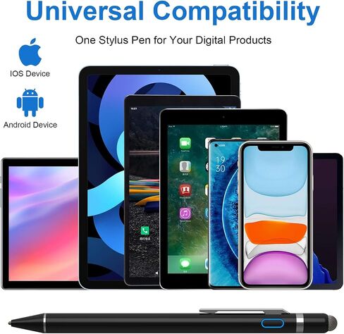 قلم ستايلس لجهاز iPad، NTHJOYS 2 في 1 قلم رقمي قابل لإعادة الشحن، قلم ستايلس ذو سعة دقيقة، قلم ذكي لهاتف iPhone/iPad Pro/Mini/Air/Samsung وشاشات اللمس الأخرى in Kuwait