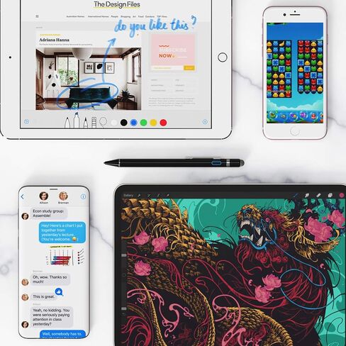 قلم ستايلس لجهاز iPad، NTHJOYS 2 في 1 قلم رقمي قابل لإعادة الشحن، قلم ستايلس ذو سعة دقيقة، قلم ذكي لهاتف iPhone/iPad Pro/Mini/Air/Samsung وشاشات اللمس الأخرى in Kuwait