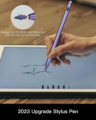 قلم iPad الجيل الأول لأجهزة Apple مع شحن سريع ورفض راحة اليد، قلم نشط متوافق مع iPad Pro 11/12.9، iPad 10/9/8/7/6، iPad Mini 5/6، iPad Air 3/4/5 (يتضمن USB اكتب-C إلى قلم رصاص) in Kuwait